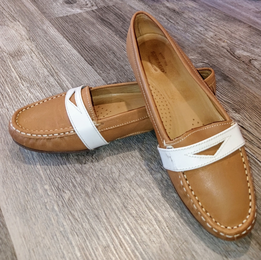 Chic Tan and White Women's Loafers
